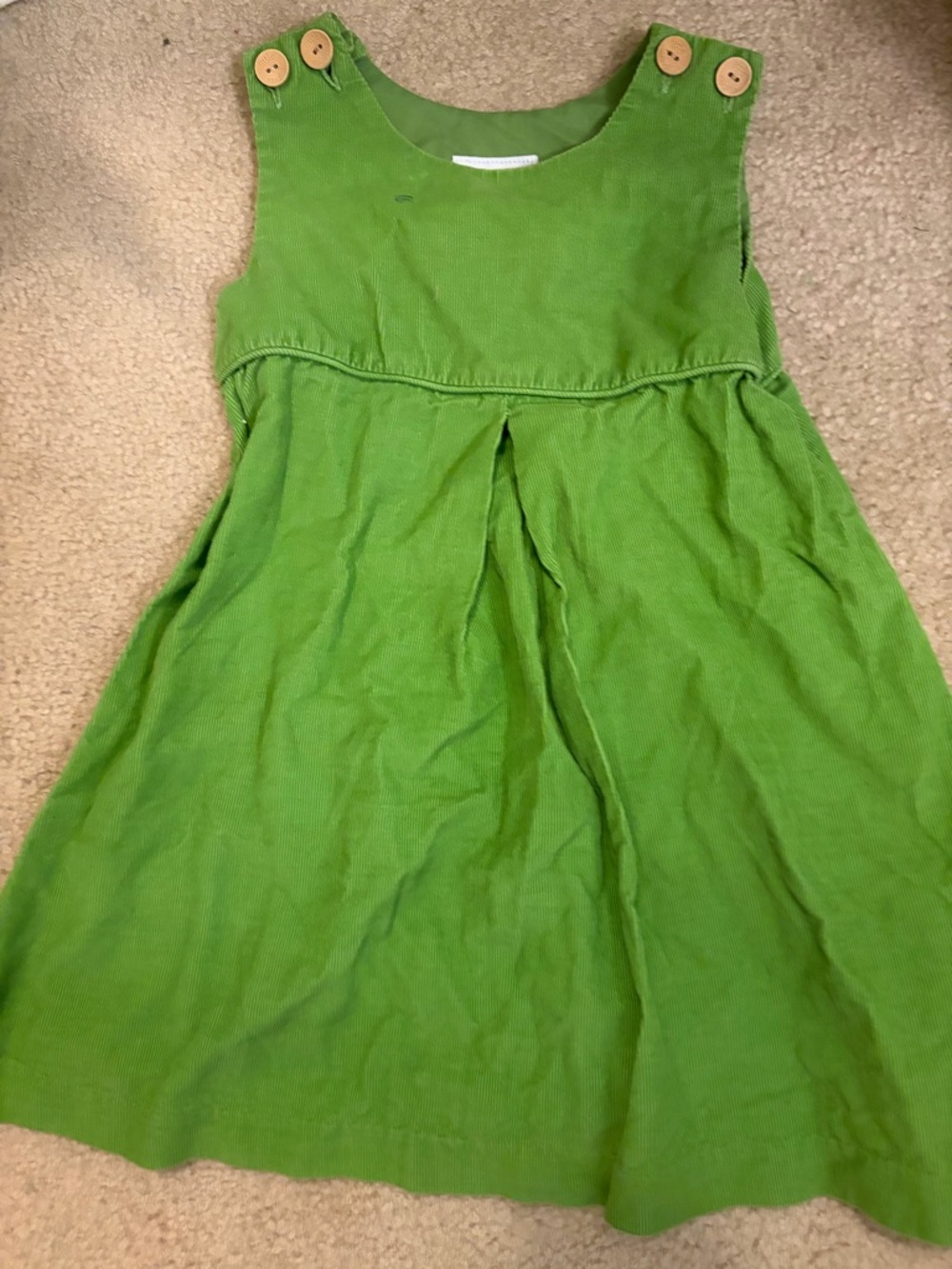 Girls toddler little English Green Corduroy Dress